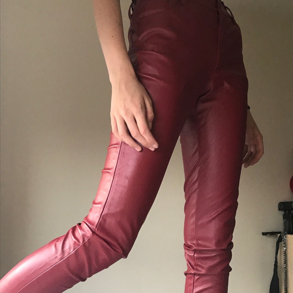 Red Pleather Pants - Picture 1 of 2